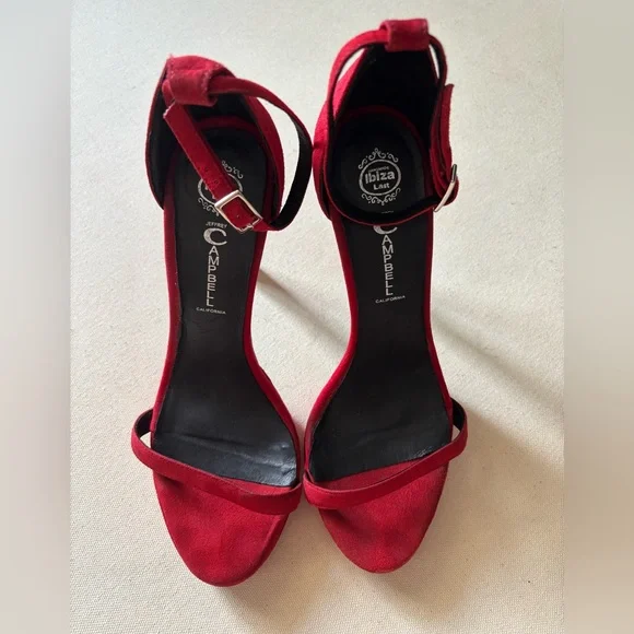 Jeffrey Campbell Red Stiletto Heels Ankle Strap - Picture 2 of 11